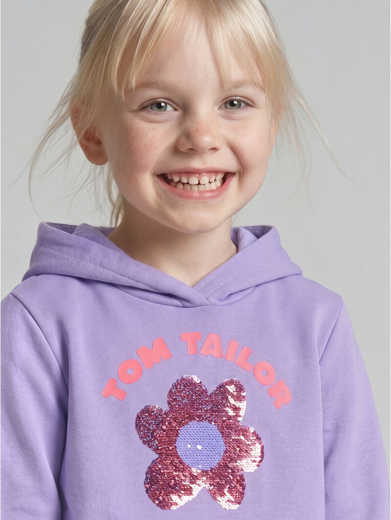 Tom Tailor Hoodie Sweatshirt mit Wendepailletten - Sweet Purple