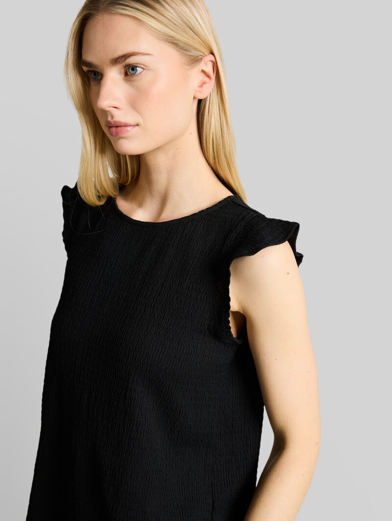 Tom Tailor Loose Fit Crinkle Top mit Volants - Deep Black
