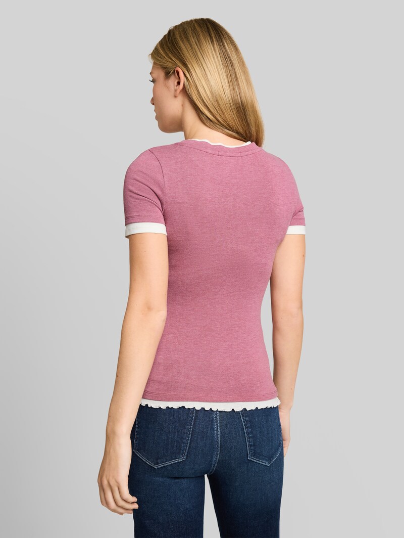 Tom Tailor T-Shirt im 2-in-1-Look - Dusty Berry Melange
