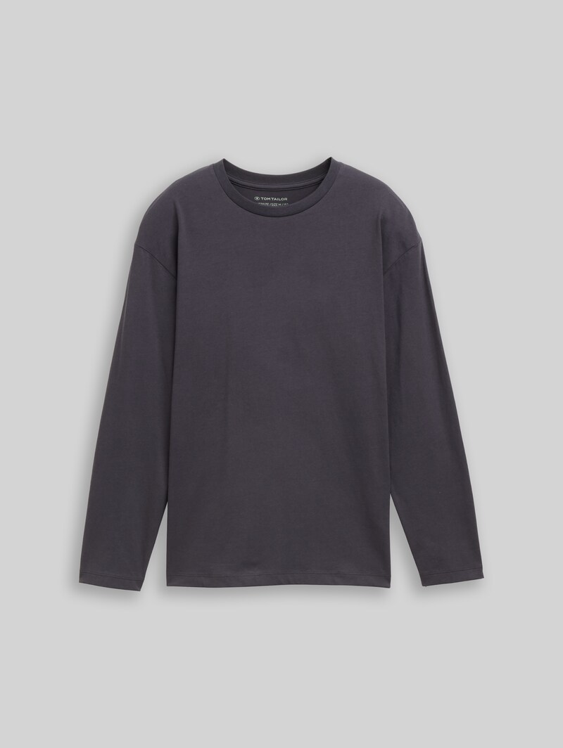 Tom Tailor Oversize Langarmshirt mit Print - Coal Grey
