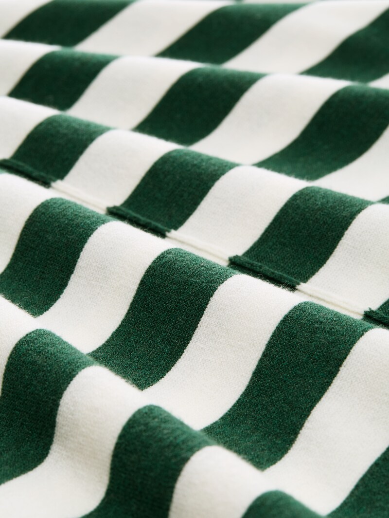 Tom Tailor Loose Fit Strickpullover mit Kapuze - Green Melange Block Stripe
