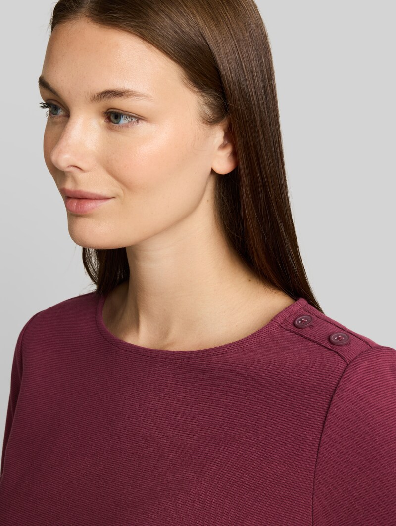 Tom Tailor Langarmshirt mit Knopf-Details - Preppy Plum