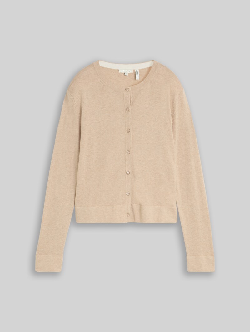 Tom Tailor Cardigan mit Seidenanteil - Gravel Beige Melange
