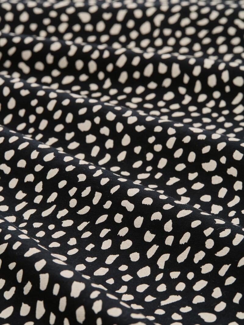 Tom Tailor T-Shirt mit Knoten-Detail - Black White Dotted Print