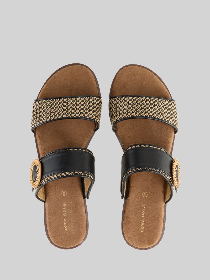 Tom Tailor Flache Sandalen mit Flechtmuster - Black
