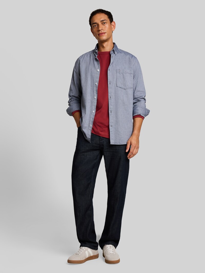 Tom Tailor Basic Langarmshirt aus Baumwolle - Pear Red