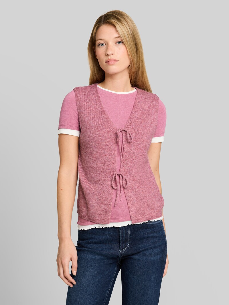 Tom Tailor Strickweste mit Schleifen - Dusty Berry Melange Tom Tailor Strickweste mit Schleifen - Dusty Berry Melange