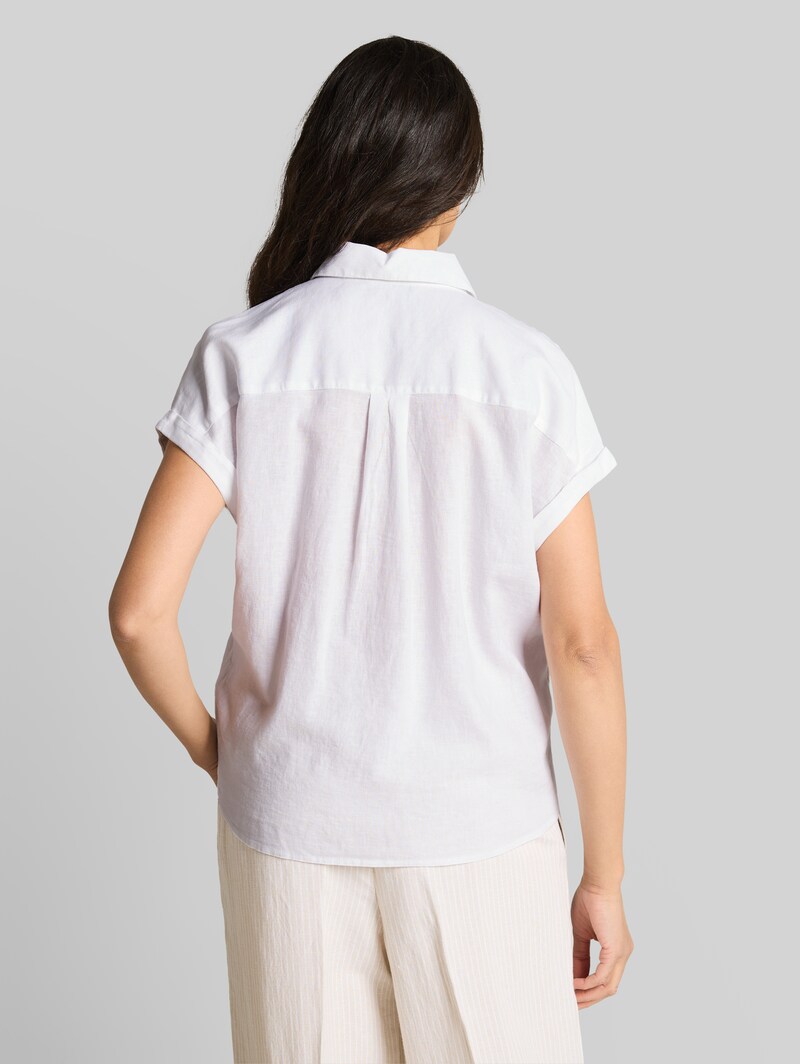 Tom Tailor Loose Fit Bluse mit Leinenanteil - White