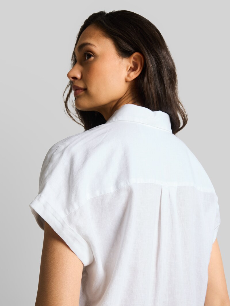 Tom Tailor Loose Fit Bluse mit Leinenanteil - White