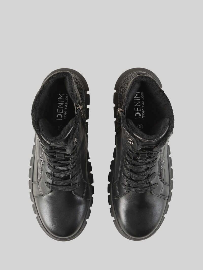 Tom Tailor Stiefeletten mit Materialmix - Black