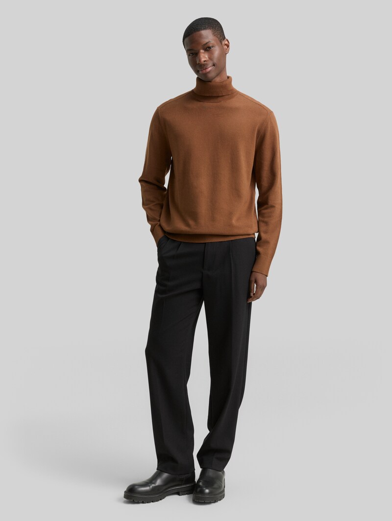 Tom Tailor Rollkragenpullover aus Baumwolle - Golden Clay
