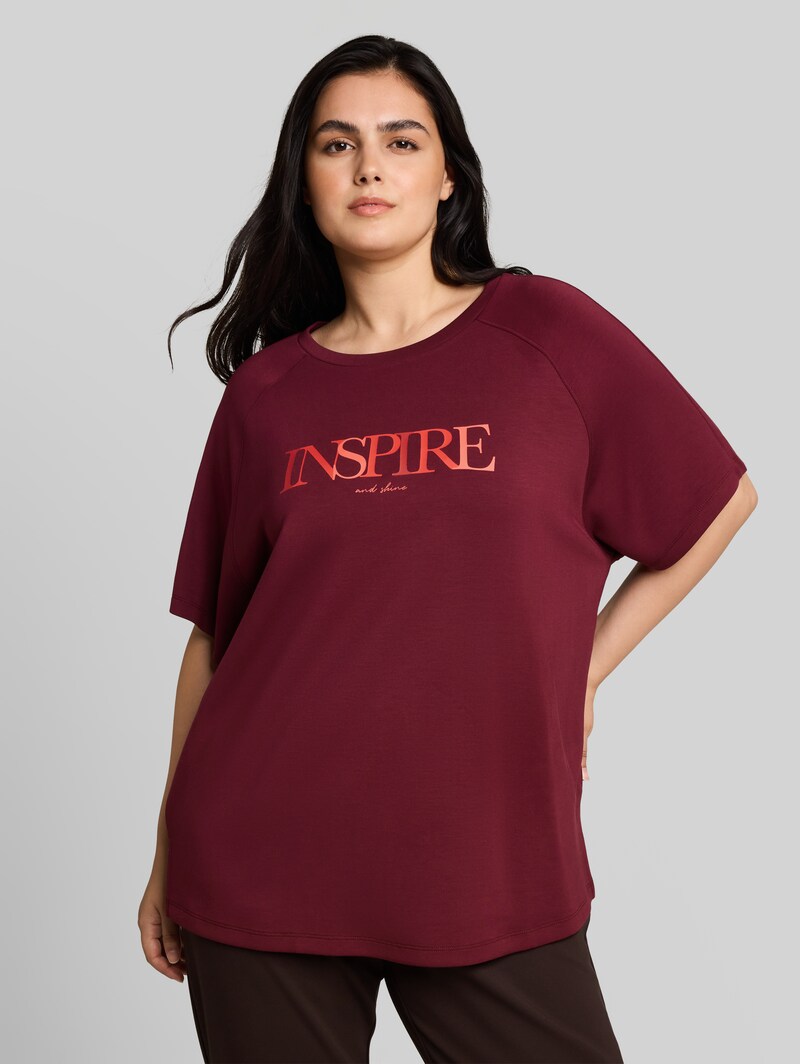 Tom Tailor Plus Size - Scuba T-Shirt mit Schriftzug - Preppy Plum Tom Tailor Plus Size - Scuba T-Shirt mit Schriftzug - Preppy Plum