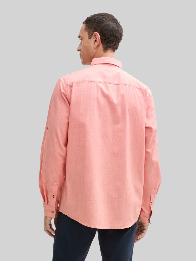 Tom Tailor Regular Fit Hemd mit verstellbarer Ärmellänge - Coral Straight Structure