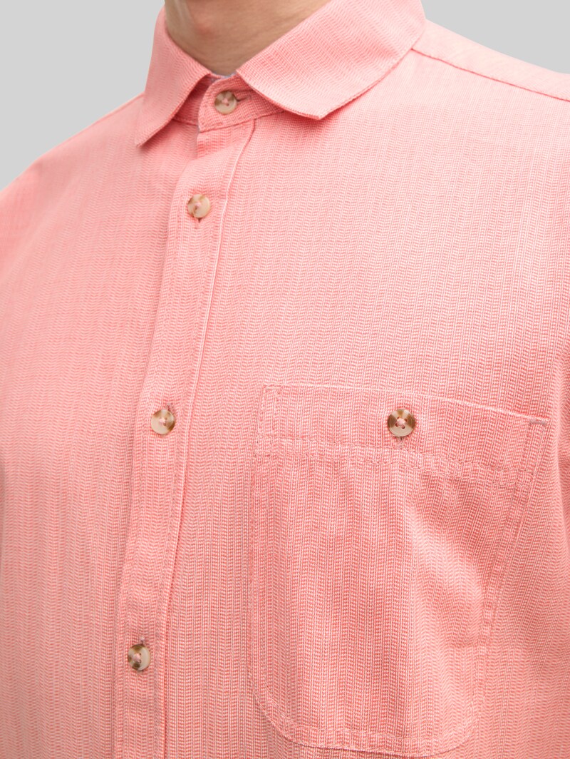 Tom Tailor Regular Fit Hemd mit verstellbarer Ärmellänge - Coral Straight Structure