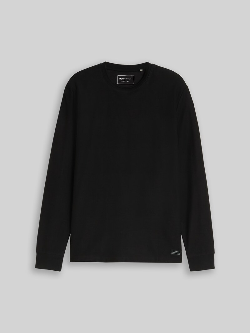 Tom Tailor Langarmshirt mit Logo-Badge - Black