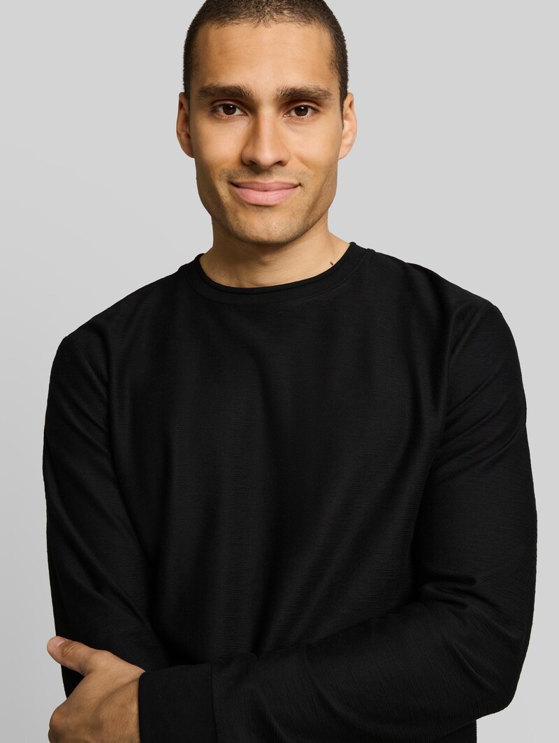 Tom Tailor Langarmshirt mit Logo-Badge - Black