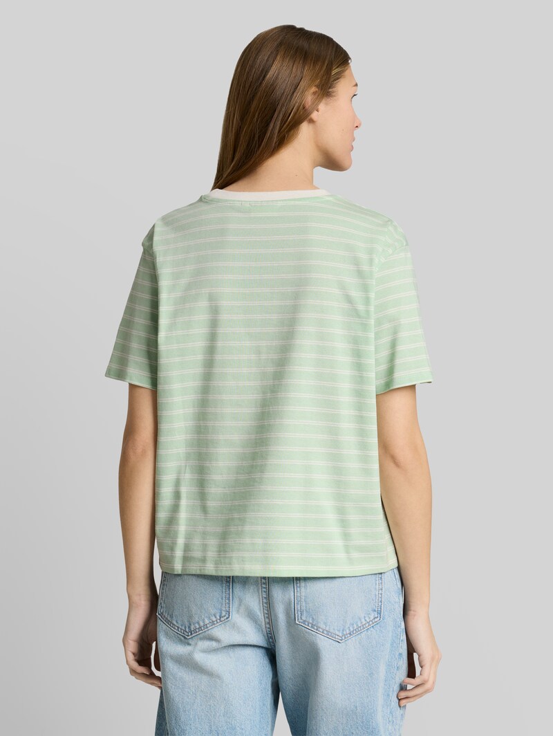 Tom Tailor Boxy Fit T-Shirt - Matcha Green Irregular Stripe