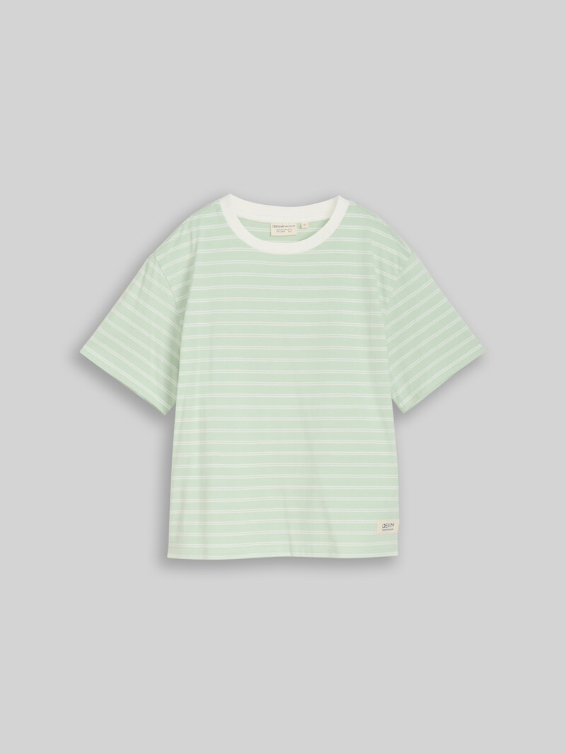 Tom Tailor Boxy Fit T-Shirt - Matcha Green Irregular Stripe