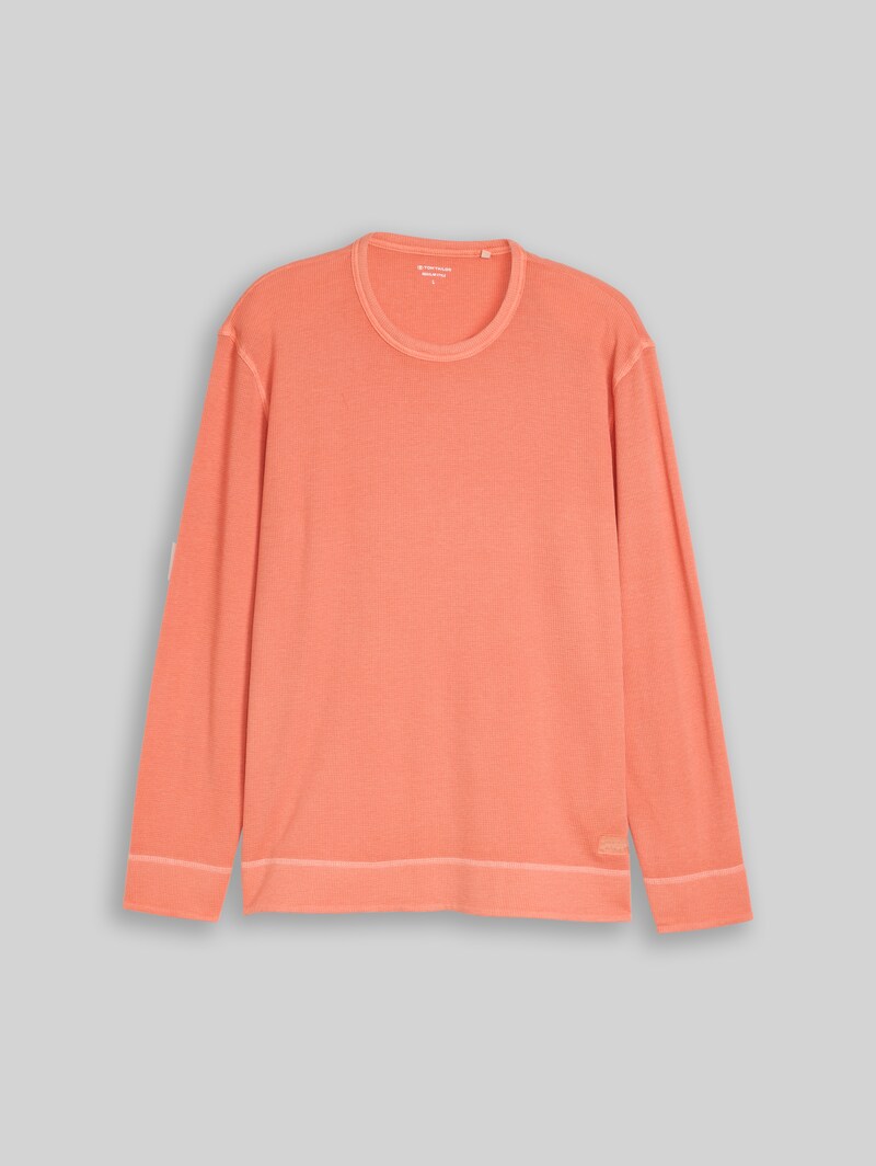Tom Tailor Langarmshirt mit Waffelstruktur - Wild Coral
