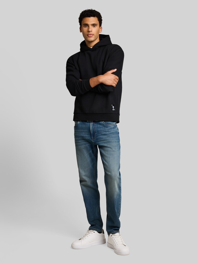 Tom Tailor Relaxed Fit Hoodie Sweatshirt mit Snoopy-Rückenprint - Black
