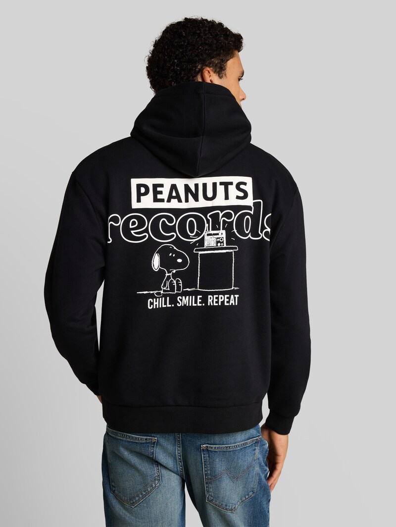 Tom Tailor Relaxed Fit Hoodie Sweatshirt mit Snoopy-Rückenprint - Black