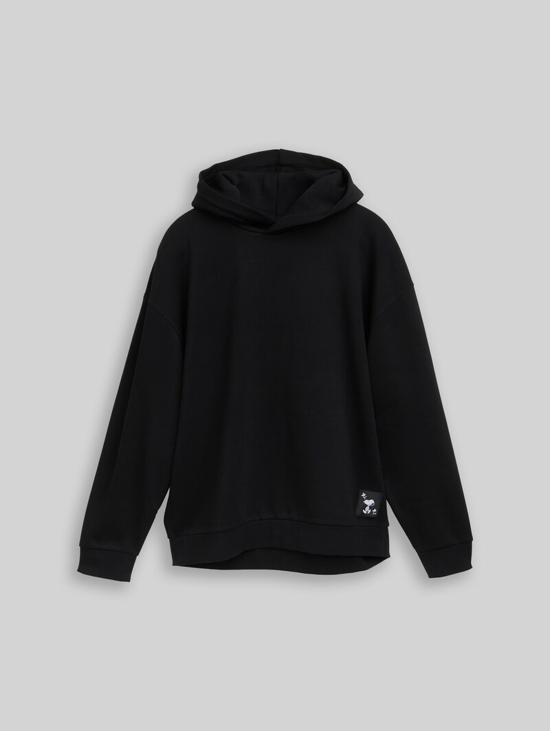 Tom Tailor Relaxed Fit Hoodie Sweatshirt mit Snoopy-Rückenprint - Black