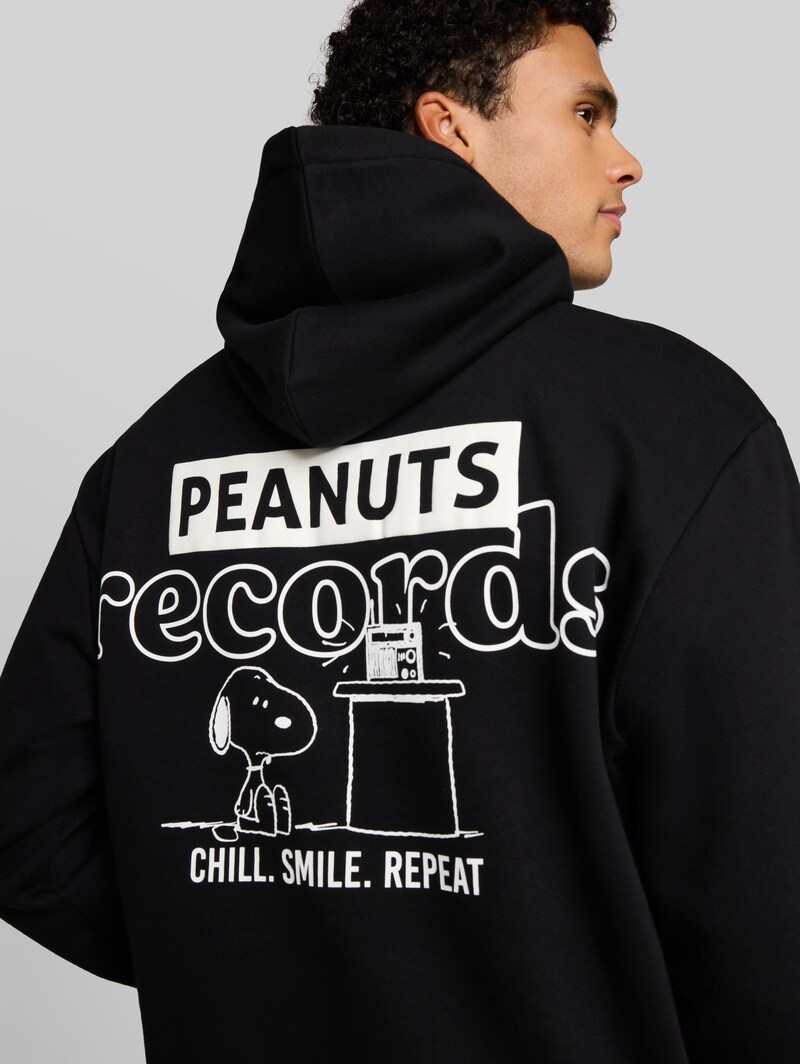 Tom Tailor Relaxed Fit Hoodie Sweatshirt mit Snoopy-Rückenprint - Black