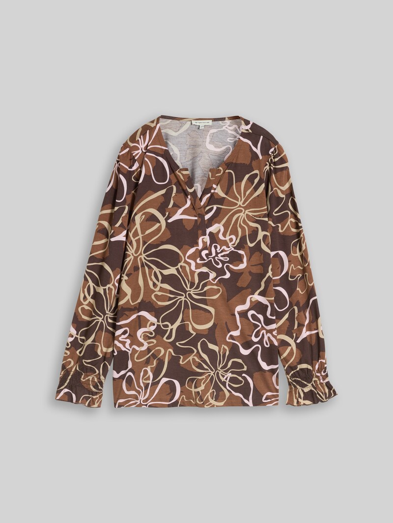 Tom Tailor Plus Size - Blusenshirt mit Blumenmuster - Brown Big Flower Design