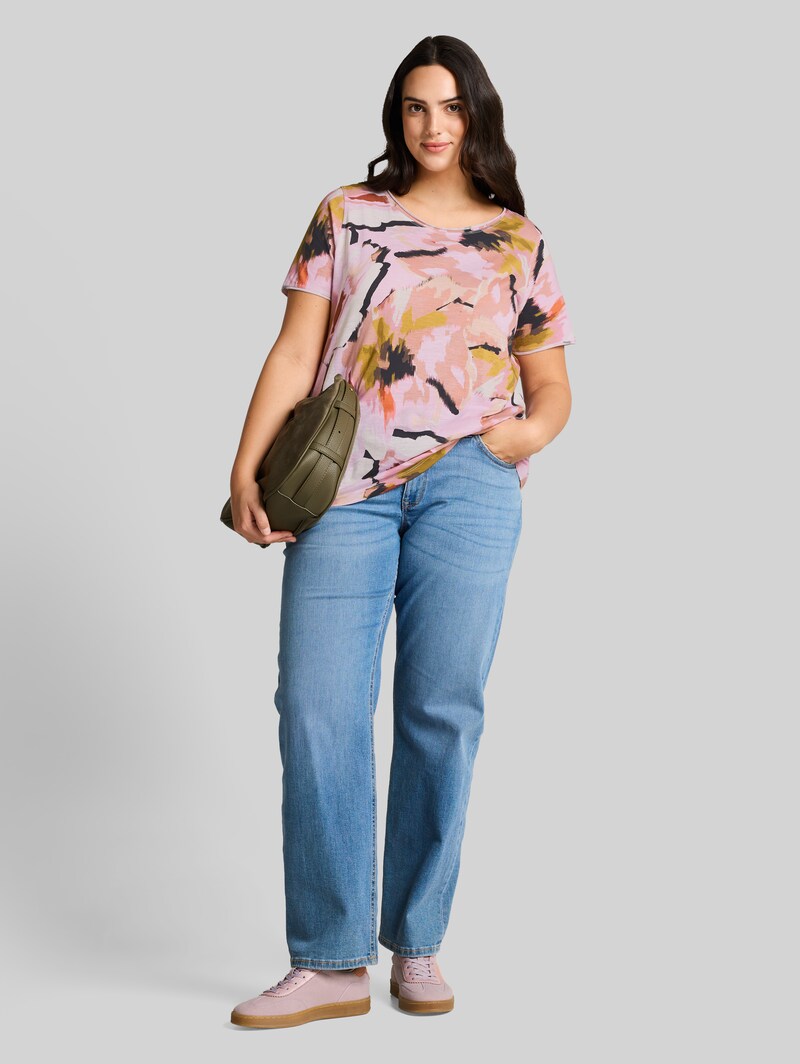 Tom Tailor Plus Size - T-Shirt aus Baumwolle - Big Abstract Flower Print