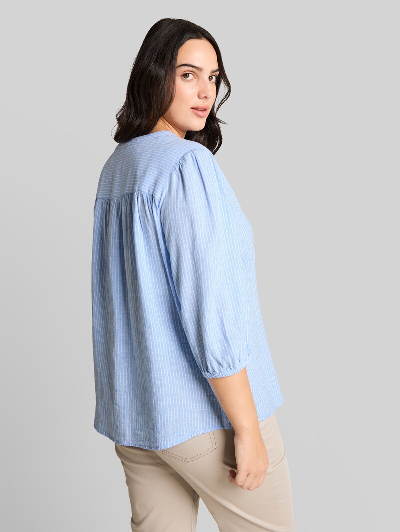 Tom Tailor Plus Size - Bluse mit Leinenanteil - Fjord Blue Irregular Stripe