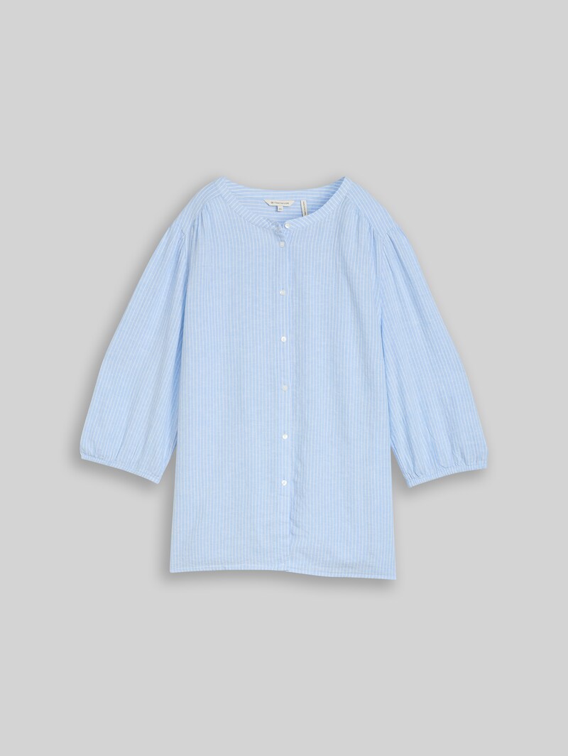 Tom Tailor Plus Size - Bluse mit Leinenanteil - Fjord Blue Irregular Stripe