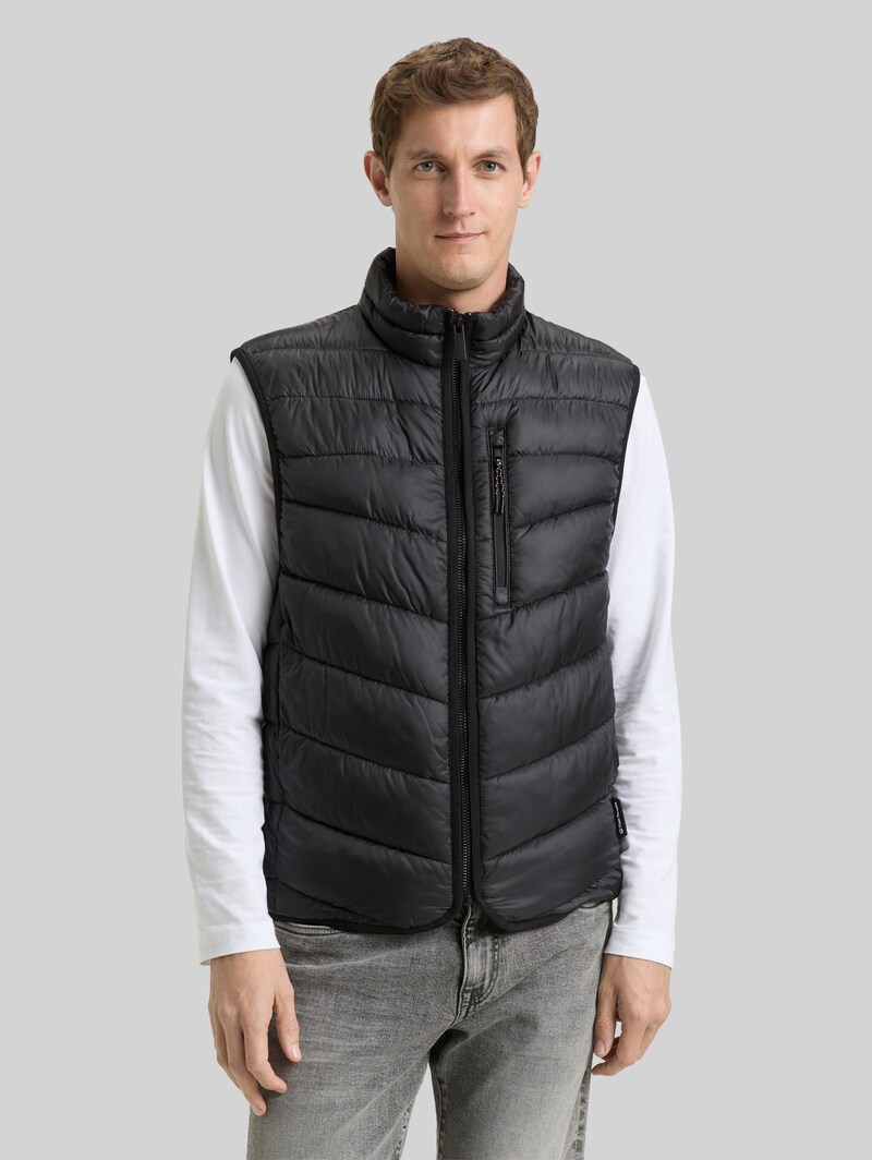 Tom Tailor Lightweight Steppweste mit Stehkragen - Black Tom Tailor Lightweight Steppweste mit Stehkragen - Black