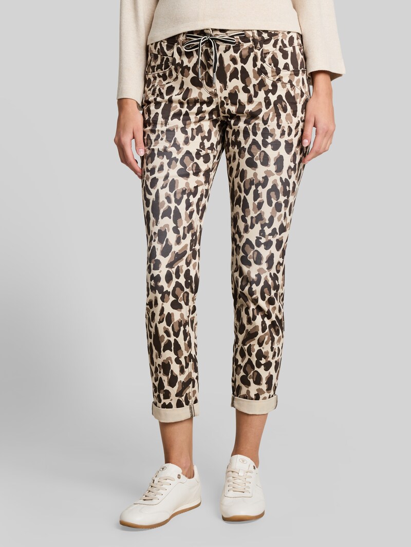 Tom Tailor Tapered Relaxed Hose - Brown Beige Leo Print
