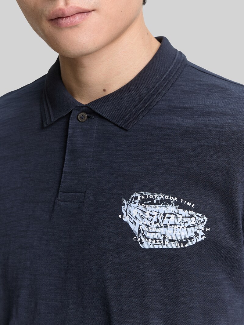Tom Tailor Poloshirt aus Baumwolle mit Print - Sky Captain Blue