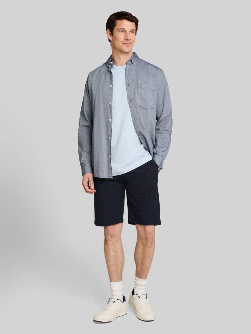 Tom Tailor Jacquard Chino Shorts aus Baumwolle - Sky Captain Blue