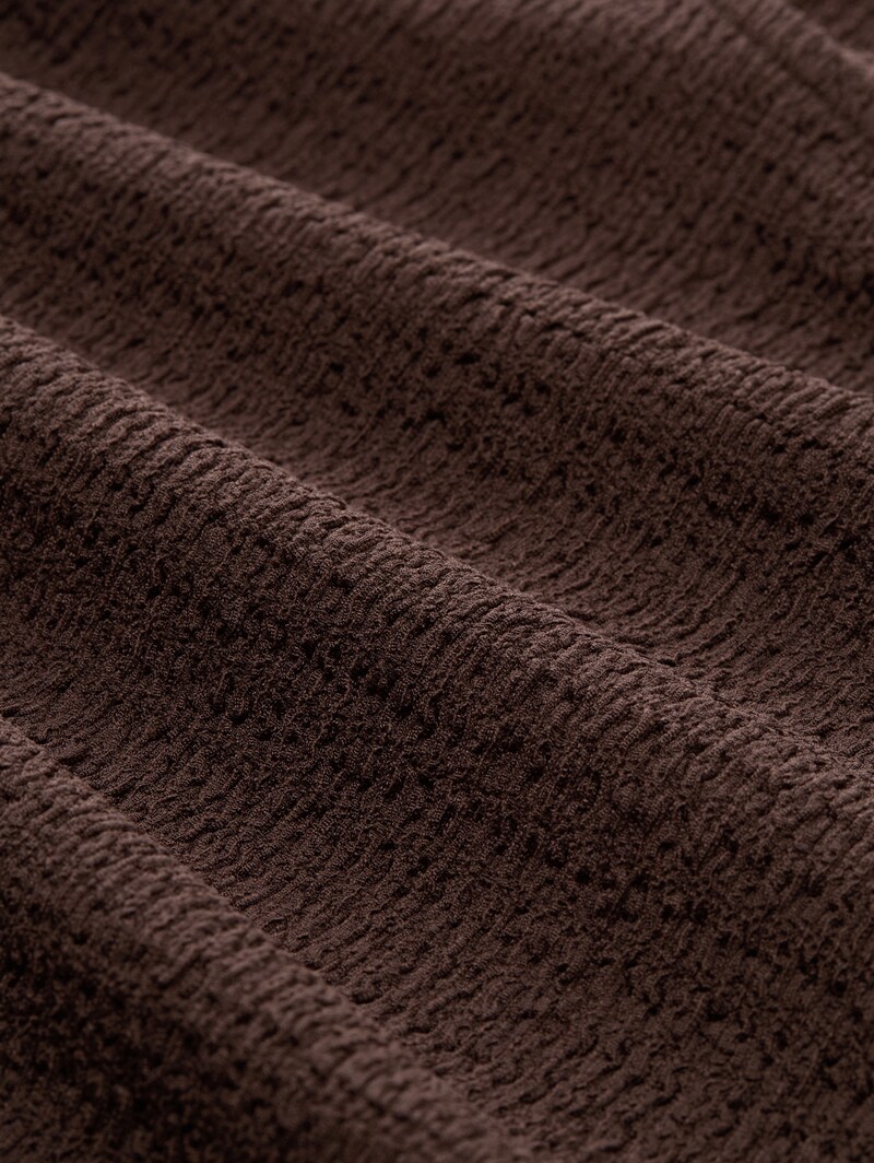 Tom Tailor Crinkle T-Shirt mit Ballonärmeln - Cool Dark Brown