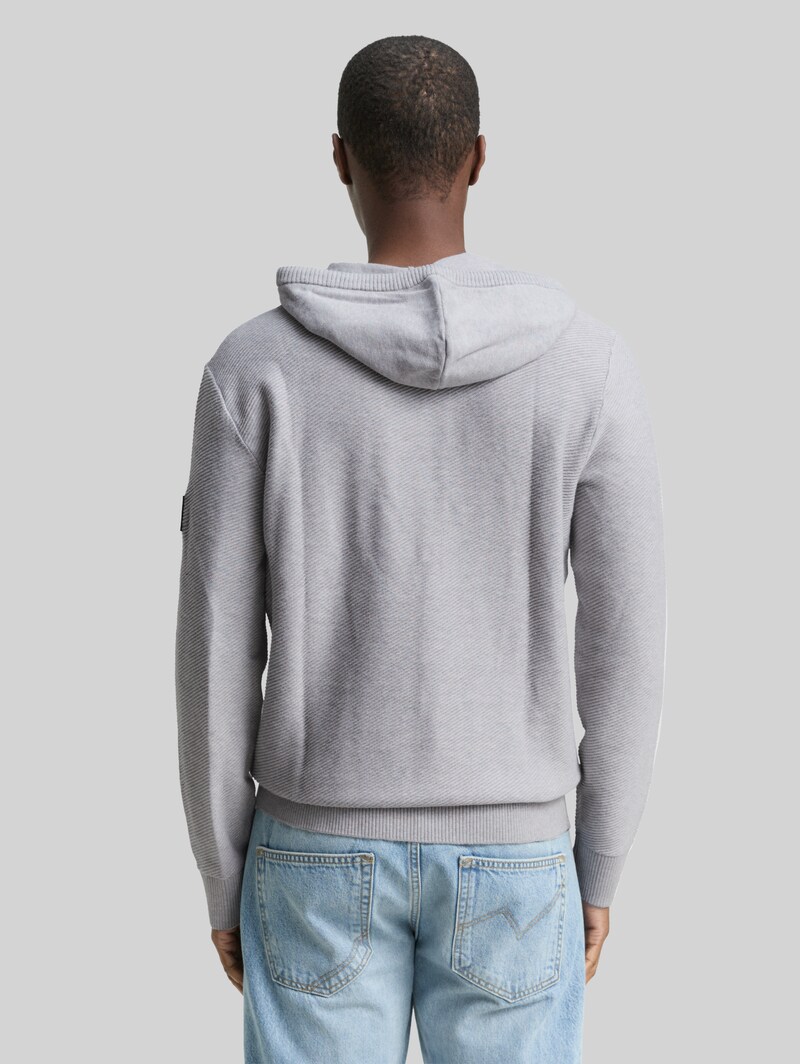 Tom Tailor Strickpullover mit Kapuze - Light Stone Grey Melange