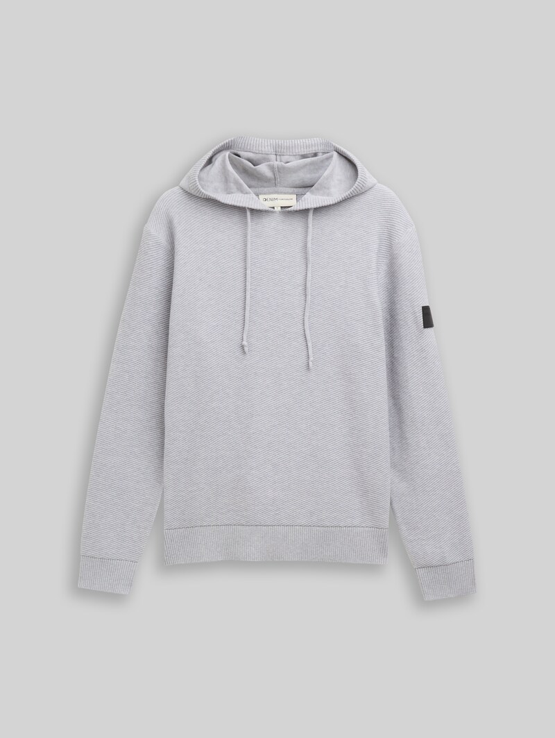 Tom Tailor Strickpullover mit Kapuze - Light Stone Grey Melange