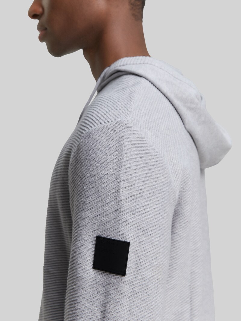 Tom Tailor Strickpullover mit Kapuze - Light Stone Grey Melange