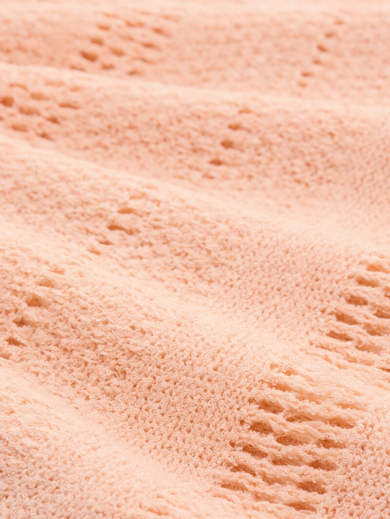 Tom Tailor Relaxed Fit Strickpullover mit Lochmuster - Orange Parfait