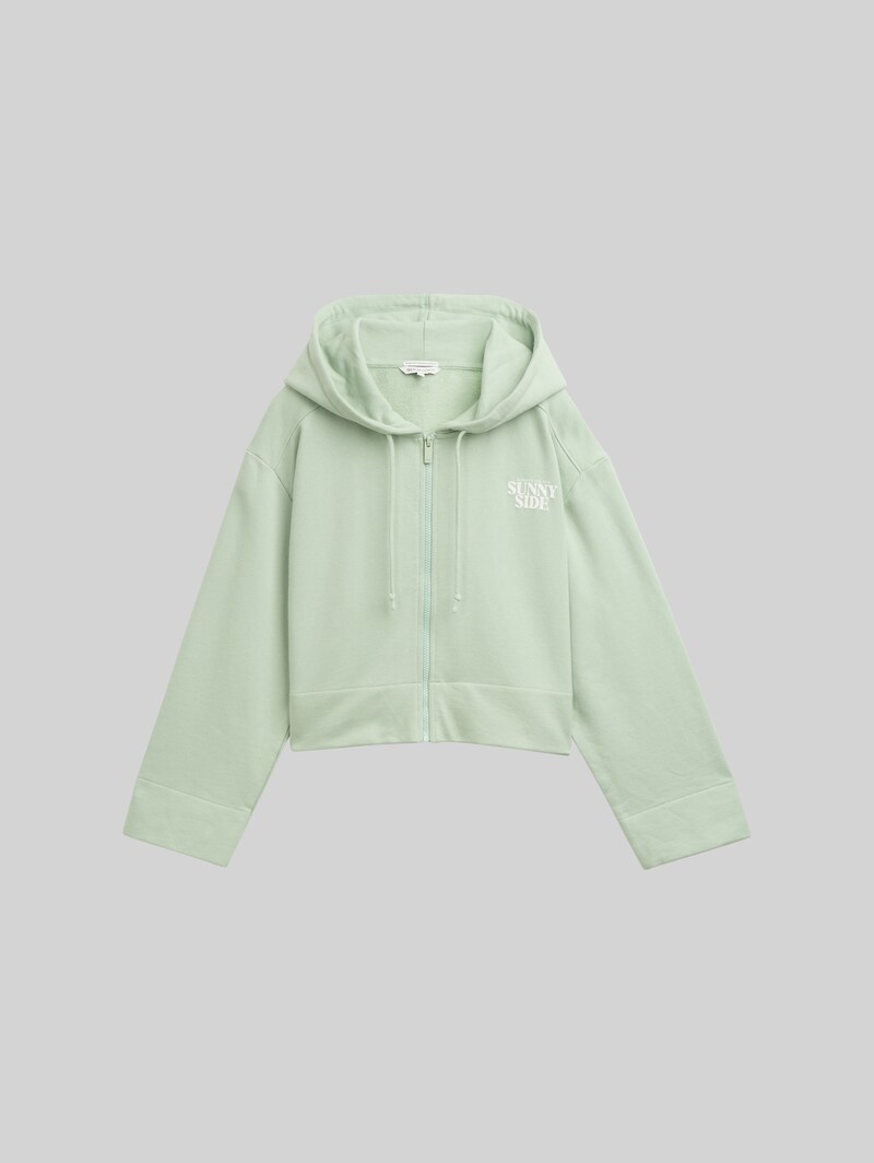 Tom Tailor Oversize Hoodie Sweatjacke mit Print - Fresh Mint Green