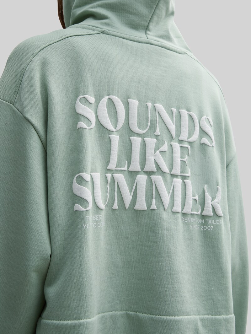 Tom Tailor Oversize Hoodie Sweatjacke mit Print - Fresh Mint Green