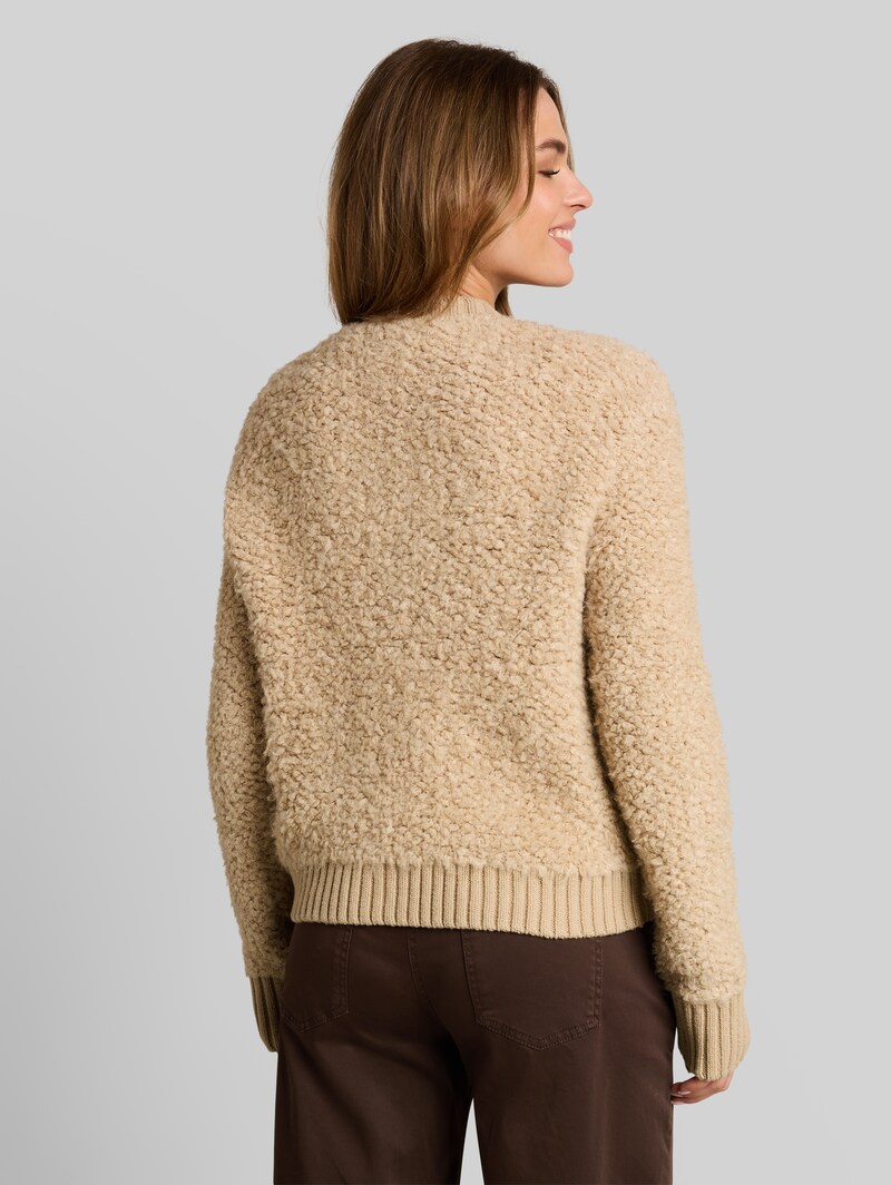 Tom Tailor Loose Fit Bouclé Cardigan - Gravel Beige Melange