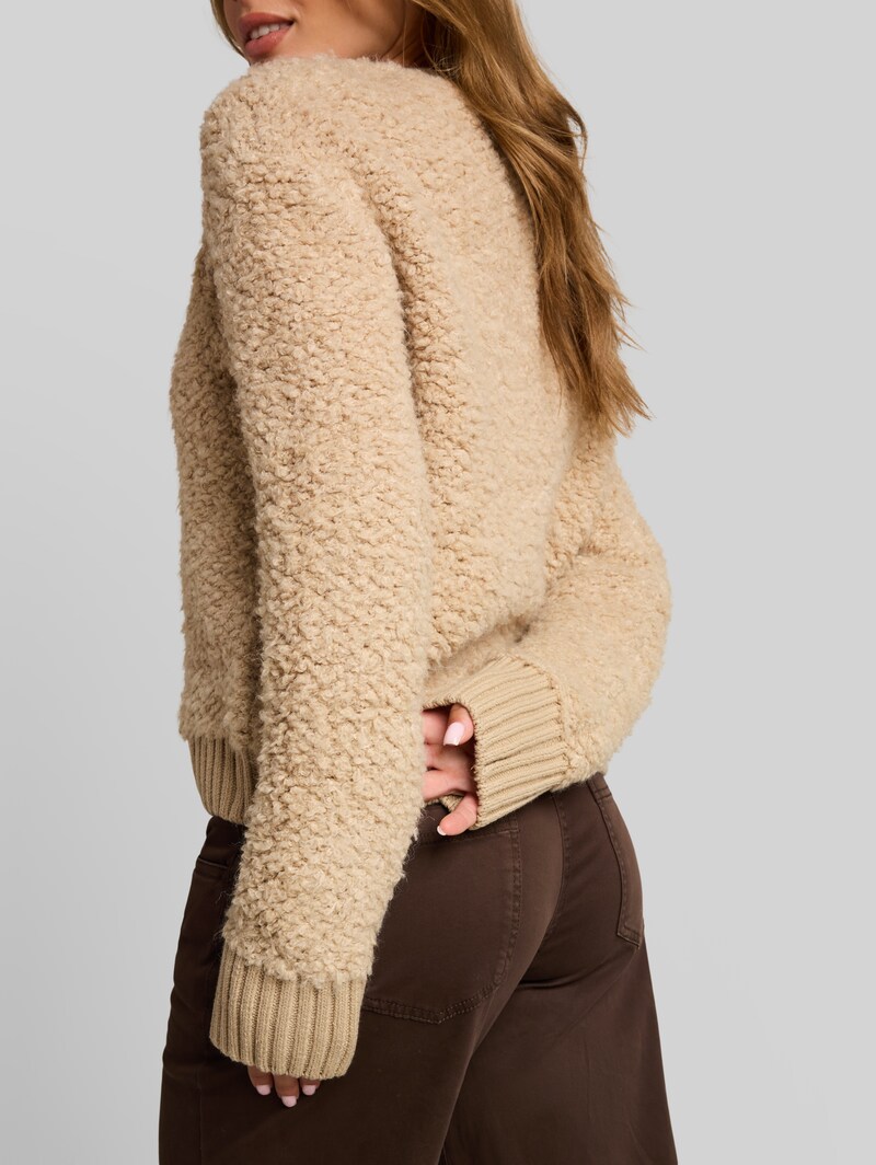 Tom Tailor Loose Fit Bouclé Cardigan - Gravel Beige Melange