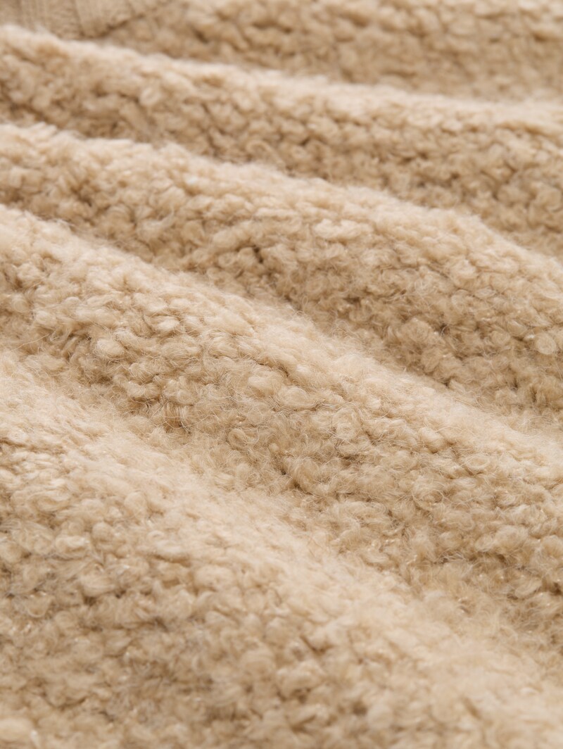 Tom Tailor Loose Fit Bouclé Cardigan - Gravel Beige Melange