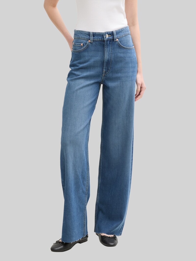 Tom Tailor TTLINOU WIDE Jeans - Clean Mid Stone Blue Denim