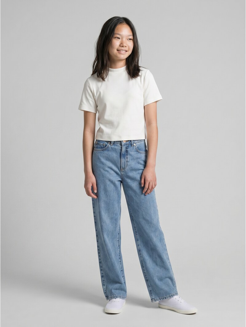 Tom Tailor Wide Leg Jeans - Mid Stone Bright Blue Denim