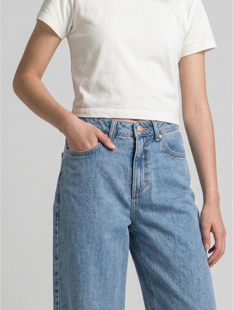 Tom Tailor Wide Leg Jeans - Mid Stone Bright Blue Denim