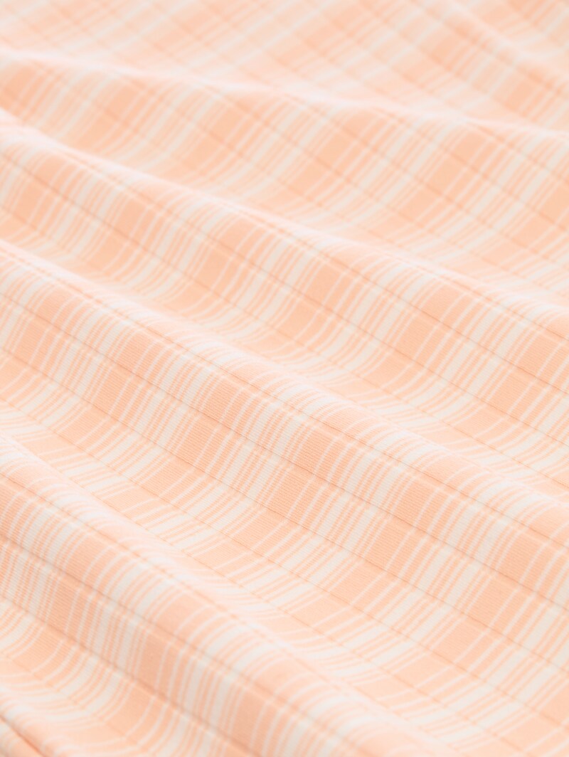 Tom Tailor Henley T-Shirt mit Streifenmuster - Apricot White Gradient Stripe