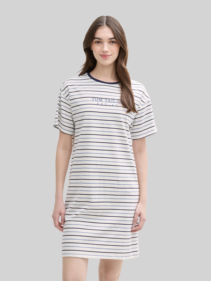 Tom Tailor Nachthemd mit Streifenmuster - White-medium-horizontal Stripe Tom Tailor Nachthemd mit Streifenmuster - White-medium-horizontal Stripe